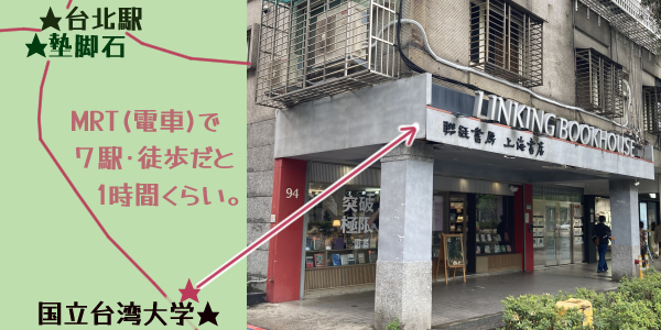 聯経書房 LINKING BOOKSTOREの写真と地図。台北駅からは徒歩1時間くらい。